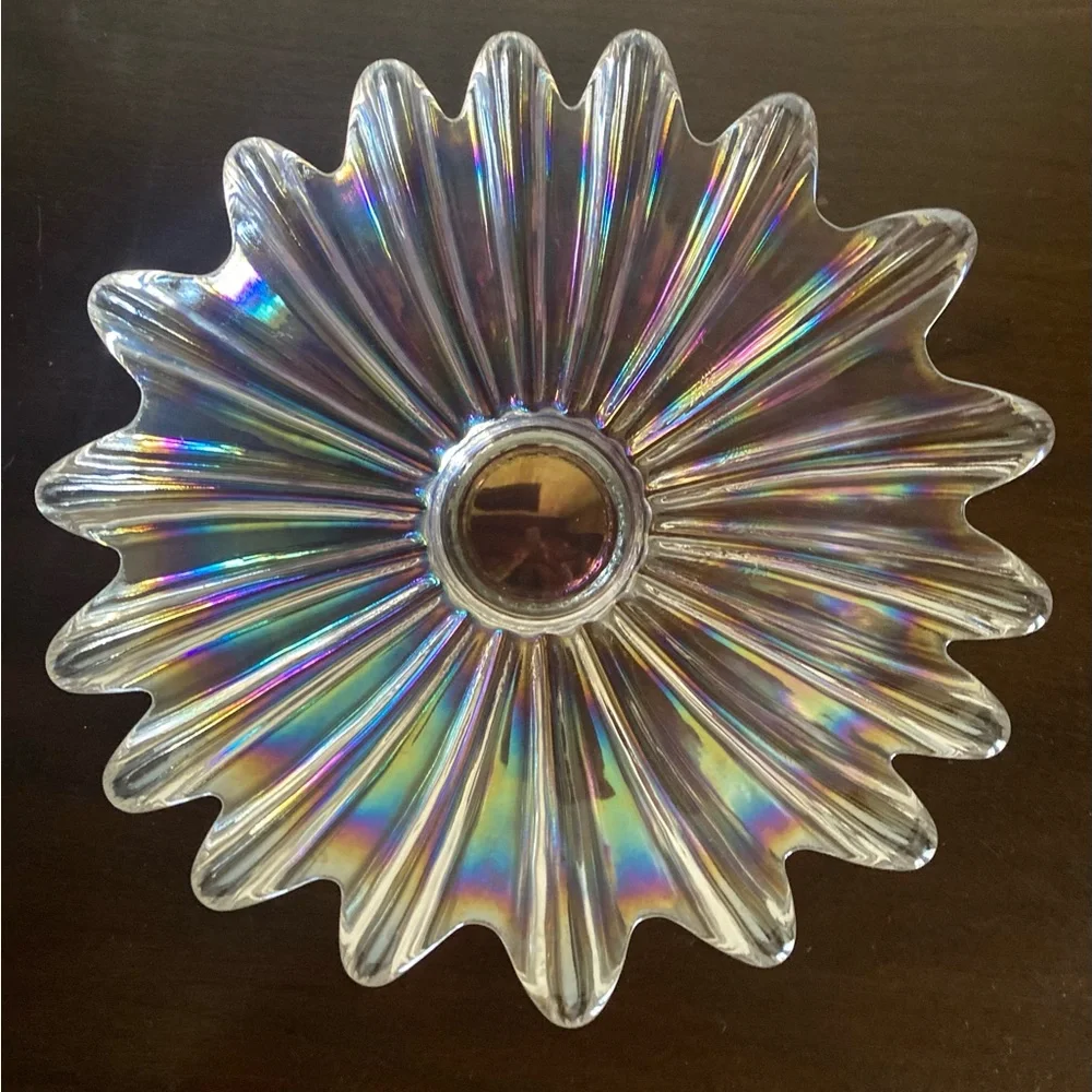 Vintage Federal Glass Celestial Iridescent Starburst 11” Bowl - Picture 1 of 8